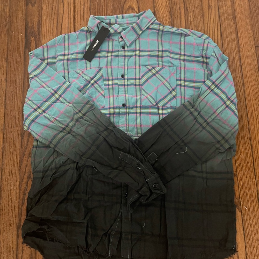 Fashion Nova Blue Faded Lumberjack Flannel